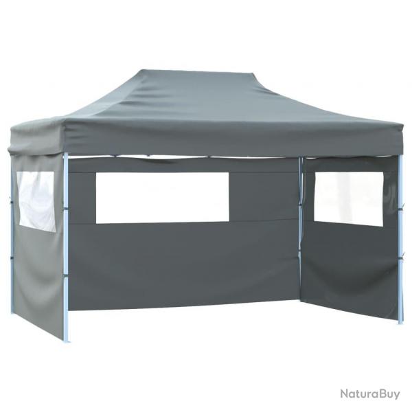 Tente de rception pliable avec 3 parois 3x4 m Acier Anthracite alsavelo