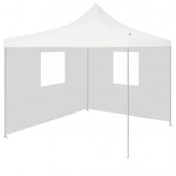 Tente de réception pliable avec 2 parois 3x3 m Acier Blanc alsavelo