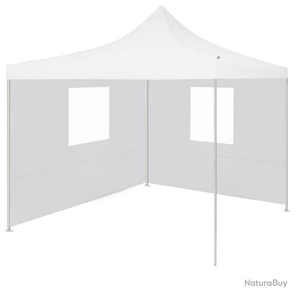 Tente de rception pliable avec 2 parois 3x3 m Acier Blanc alsavelo