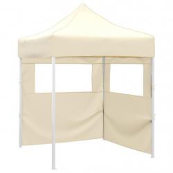 Tente de réception pliable avec 2 parois 2x2 m Acier Crème alsavelo