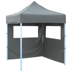 Tente de réception pliable avec 2 parois 2x2 m Acier Anthracite alsavelo