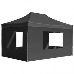 Tente de réception pliable à parois Aluminium 4,5x3m Anthracite alsavelo