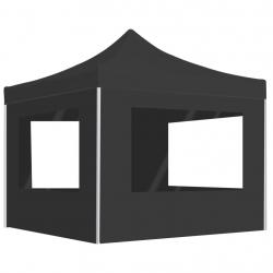 Tente de réception pliable à parois Aluminium 3 x 3m Anthracite alsavelo