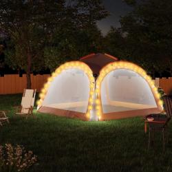 Tente de réception LED et 4 parois 3,6x3,6x2,3 m Gris et orange alsavelo