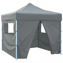 Tente de réception escamotable avec 4 parois 3x3 m Anthracite alsavelo