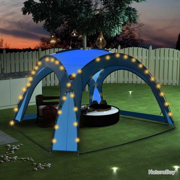 Tente de rception avec LED et 4 parois 3,6x3,6x2,3 m Bleu alsavelo