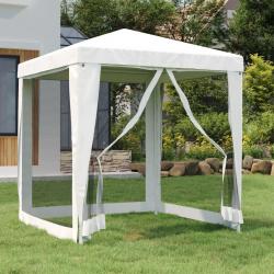 Tente de réception avec 4 parois latérales en maille 2x2m Blanc alsavelo