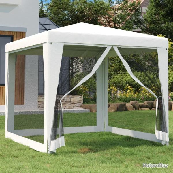Tente de rception 4 parois latrales en maille 2,5x2,5 m Blanc alsavelo