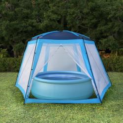 Tente de piscine Tissu 660x580x250 cm Bleu alsavelo