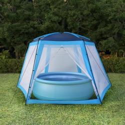 Tente de piscine Tissu 590x520x250 cm Bleu alsavelo
