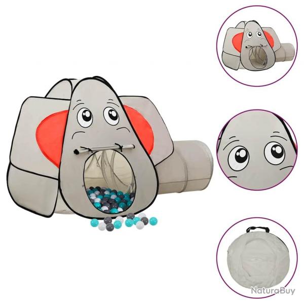 Tente de jeu pour enfants 250 balles lphant Gris 174x86x101cm alsavelo