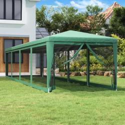 Tente de fête et 10 parois latérales en maille Vert 3x12 m PEHD alsavelo