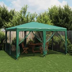 Tente de fête avec 8 parois latérales en maille vert 4x4 m PEHD alsavelo