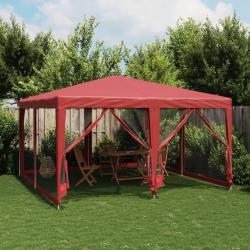Tente de fête avec 8 parois latérales en maille rouge 4x4m PEHD alsavelo