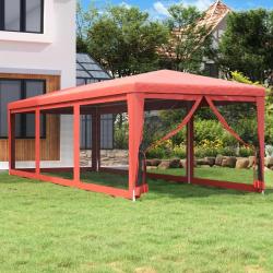 Tente de fête avec 8 parois latérales en maille Rouge 3x9m PEHD alsavelo