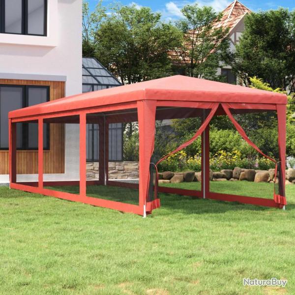 Tente de fte avec 8 parois latrales en maille Rouge 3x9m PEHD alsavelo