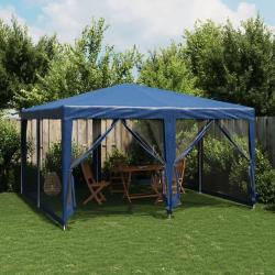 Tente de fête avec 8 parois latérales en maille bleu 4x4m PEHD alsavelo