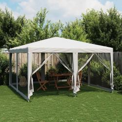 Tente de fête avec 8 parois latérales en maille blanc 4x4m PEHD alsavelo