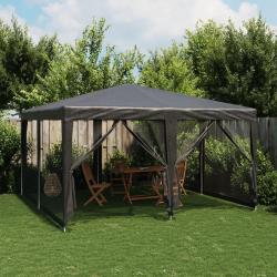 Tente de fête avec 8 parois latérales en maille anthracite 4x4m alsavelo