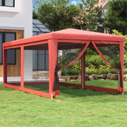 Tente de fête avec 6 parois latérales en maille Rouge 3x6m PEHD alsavelo