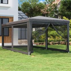 Tente de fête avec 6 parois latérales en maille Anthracite 3x6m alsavelo