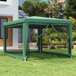 Tente de fête avec 4 parois latérales en maille Vert 3x4 m PEHD alsavelo