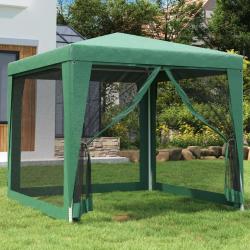 Tente de fête avec 4 parois latérales en maille Vert 2.5x2.5 m alsavelo
