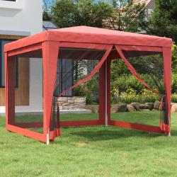 Tente de fête avec 4 parois latérales en maille Rouge 3x3m PEHD alsavelo