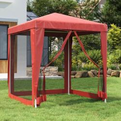 Tente de fête avec 4 parois latérales en maille Rouge 2x2m PEHD alsavelo