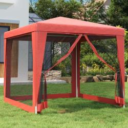 Tente de fête avec 4 parois latérales en maille Rouge 2.5x2.5 m alsavelo