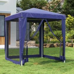 Tente de fête avec 4 parois latérales en maille Bleu 2x2 m PEHD alsavelo