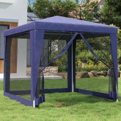Tente de fête avec 4 parois latérales en maille Bleu 2,5x2,5 m alsavelo
