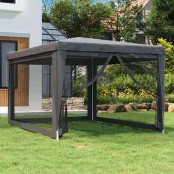 Tente de fête avec 4 parois latérales en maille Anthracite 3x4m alsavelo