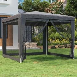 Tente de fête avec 4 parois latérales en maille Anthracite 3x3m alsavelo