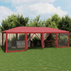 Tente de fête avec 12parois latérales en maille rouge 8x4m PEHD alsavelo