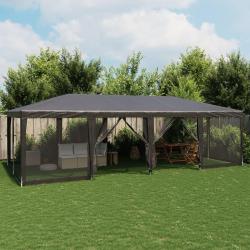 Tente de fête avec 12 parois latérales maille anthracite 8x4 m alsavelo