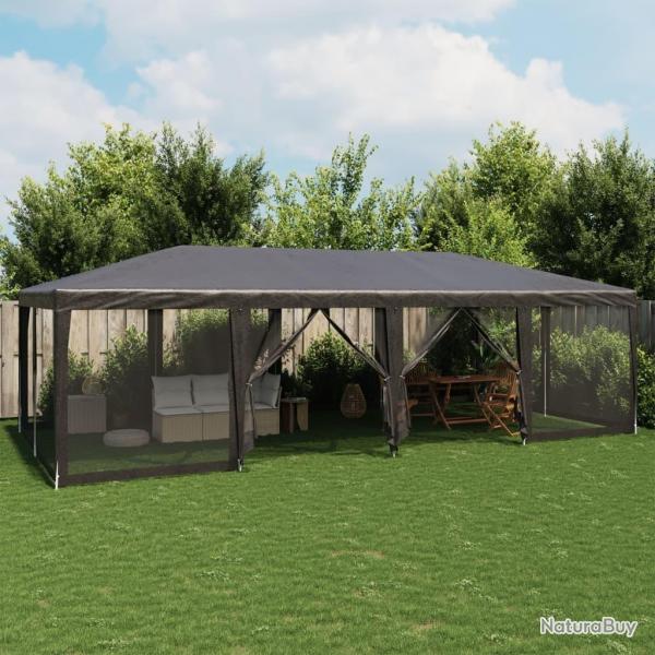 Tente de fte avec 12 parois latrales maille anthracite 8x4 m alsavelo