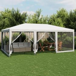 Tente de fête avec 10parois latérales en maille blanc 6x4m PEHD alsavelo
