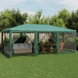 Tente de fête avec 10 parois latérales en maille vert 6x4m PEHD alsavelo