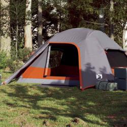 Tente de camping à dôme 4 personnes gris et orange imperméable alsavelo
