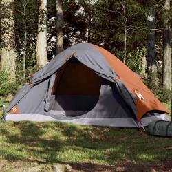 Tente de camping à dôme 4 personnes gris et orange imperméable alsavelo