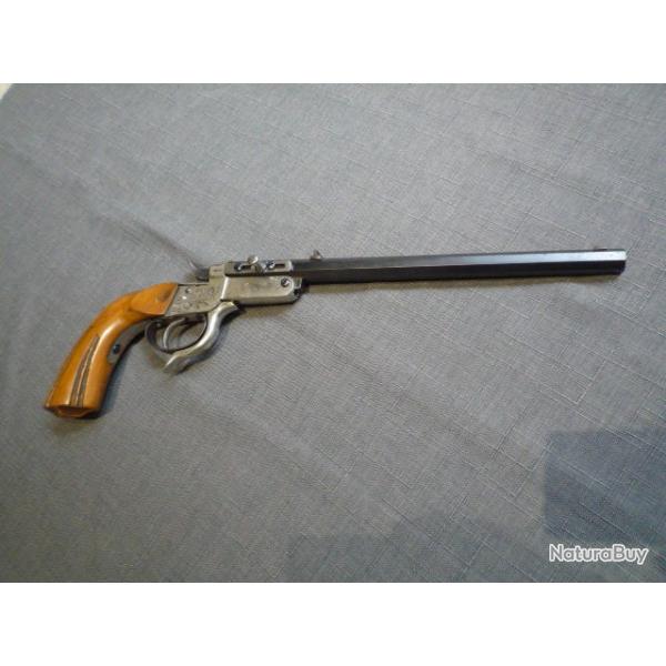 rare et superbe grand pistolet de salon,tir cal 9mm flobert, systme d'ouverture original