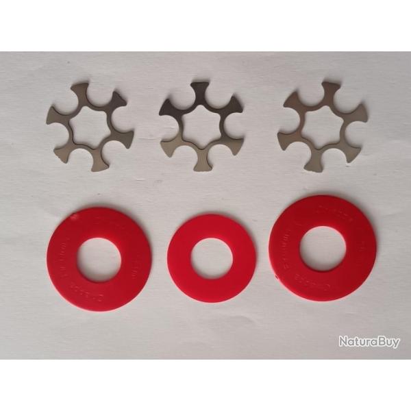 LOT DE 3 MOON CLIPS CHIAPPA POUR REVOLVER RHINO 9mmPARA + RONDELLES SECURITE