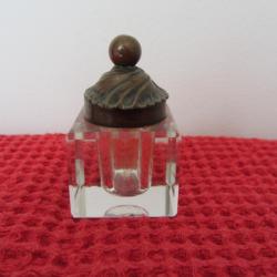 Encrier Art nouveau cristal et cuivre 1890/1900
