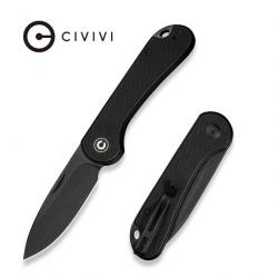 Couteau CIVIVI Elementum Slipjoint Black Lame Drop Point Acier 14C28N Manche G10 Clip CIVC18062AJ1