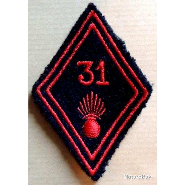 Patch losange mod 45 31 Rgiment Infanterie troupe (+ grenade) pour collection ne pas porter.