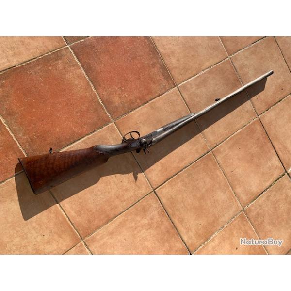 Ancien fusil  platine ,chiens exterieur percussion centrale Artisanal Belge ou Liegeois cal 16