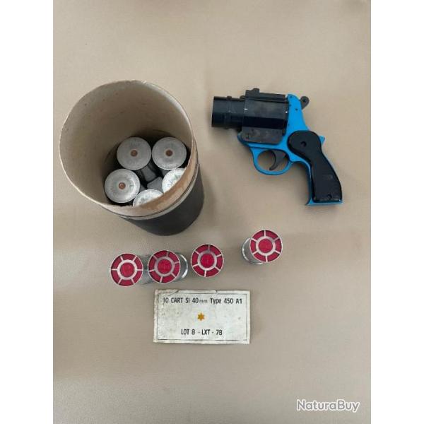 pistolet lance fuse francais MAB LXT modle 62 + 9 fuse 40MM rouge