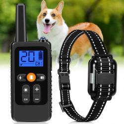 Collier Dressage pour Chien Portée 800m 3 Modes Bip Vibration Choc Étanche IP67