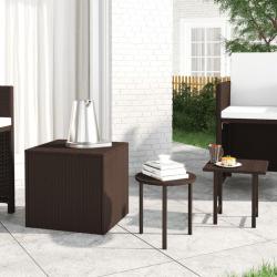 Tables d'appoint de jardin 3 pcs marron résine tressée alsavelo